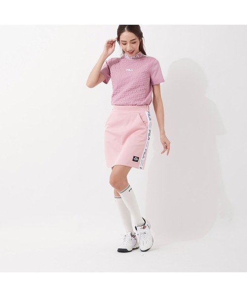 FILA GOLF(フィラゴルフ )の「FILA GOLF/フィラゴルフ ロゴジャガード ハイライズ ダンボールニット タイトスカート/インナーパンツセット/ゴルフウェア/レディース(スカート・レディース・ライトピンク/ブルー/ミックスグレー/ブラック・LL/S/M/L)」の22枚目の写真