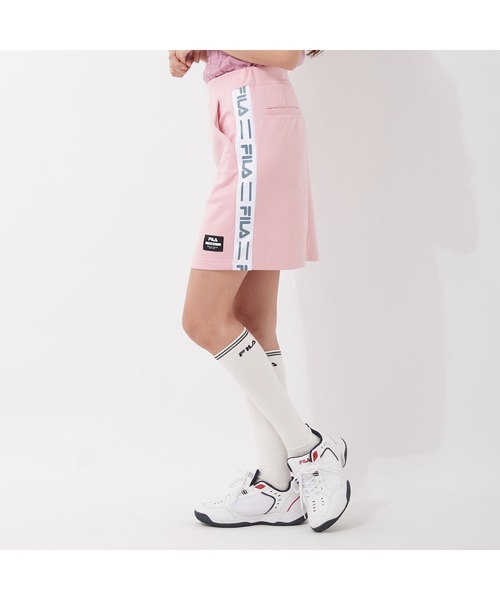 FILA GOLF(フィラゴルフ )の「FILA GOLF/フィラゴルフ ロゴジャガード ハイライズ ダンボールニット タイトスカート/インナーパンツセット/ゴルフウェア/レディース(スカート・レディース・ライトピンク/ブルー/ミックスグレー/ブラック・LL/S/M/L)」の9枚目の写真