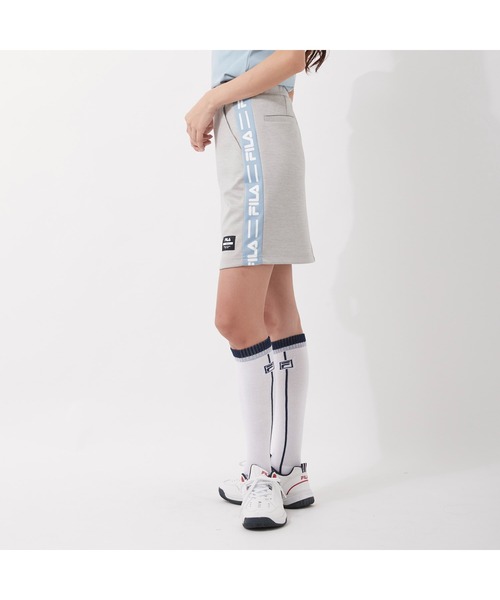 FILA GOLF(フィラゴルフ )の「FILA GOLF/フィラゴルフ ロゴジャガード ハイライズ ダンボールニット タイトスカート/インナーパンツセット/ゴルフウェア/レディース(スカート・レディース・ライトピンク/ブルー/ミックスグレー/ブラック・LL/S/M/L)」の6枚目の写真