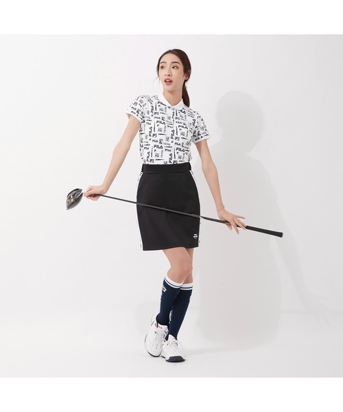 FILA GOLF(フィラゴルフ )の「FILA GOLF/フィラゴルフ ロゴジャガード ハイライズ ダンボールニット タイトスカート/インナーパンツセット/ゴルフウェア/レディース(スカート・レディース・ライトピンク/ブルー/ミックスグレー/ブラック・LL/S/M/L)」の11枚目の写真