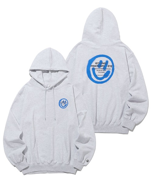 ISTKUNST(イストクンスト)の「【ISTKUNST】LOGO & SMILEY HOODIE / イストクンスト ロゴ アンド スマイリー フーディー(パーカー・レディース・ホワイト/ライトグレー/グレー・MEDIUM/LARGE/SMALL/X-LARGE)」の1枚目の写真