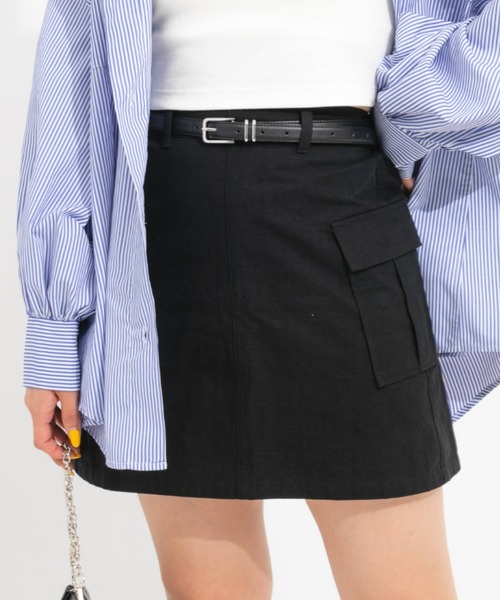 nemne store(ネンネストア)の「リップストップカーゴミニスカート(スカート・レディース・ブラック/ベージュ/アイボリー・フリー)」の2枚目の写真