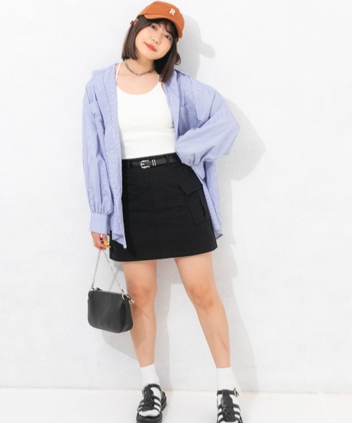 nemne store(ネンネストア)の「リップストップカーゴミニスカート(スカート・レディース・ブラック/ベージュ/アイボリー・フリー)」の8枚目の写真