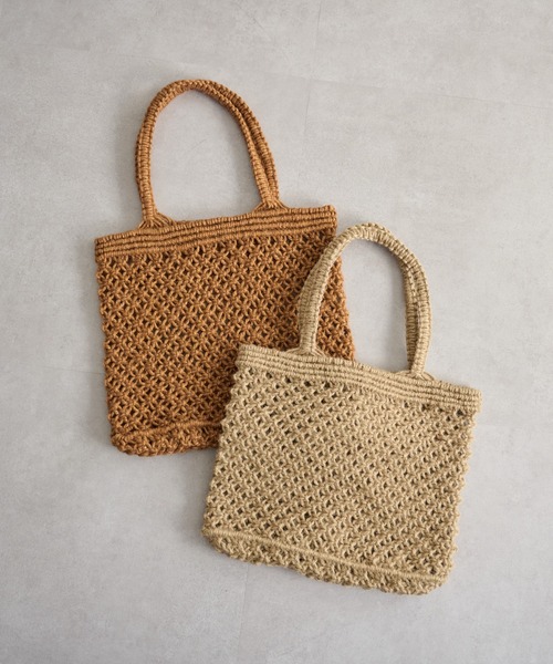 DISCOAT（ディスコート）の「ジュート編みトートバッグ（トートバッグ・レディース・ベージュ/オレンジ・FREE）」の7枚目の写真