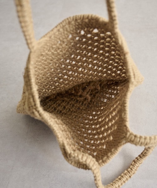 DISCOAT（ディスコート）の「ジュート編みトートバッグ（トートバッグ・レディース・ベージュ/オレンジ・FREE）」の5枚目の写真