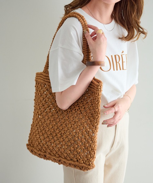 DISCOAT（ディスコート）の「ジュート編みトートバッグ（トートバッグ・レディース・ベージュ/オレンジ・FREE）」の6枚目の写真