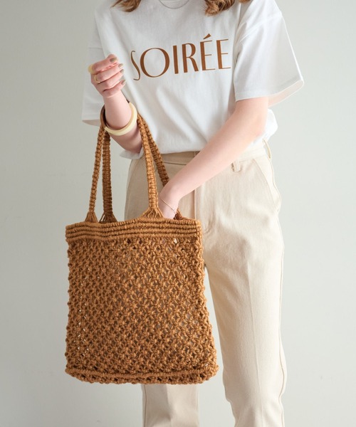 DISCOAT（ディスコート）の「ジュート編みトートバッグ（トートバッグ・レディース・ベージュ/オレンジ・FREE）」の9枚目の写真