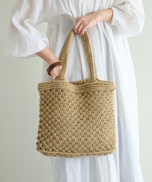 DISCOAT（ディスコート）の「ジュート編みトートバッグ（トートバッグ・レディース・ベージュ/オレンジ・FREE）」の8枚目の写真