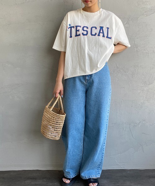 The Endless Summer（エンドレスサマー）の「[THE ENDLESS SUMMER/エンドレスサマー] 別注 カレッジプリント カットオフTシャツ（Tシャツ/カットソー・レディース・サックスブルー/オレンジ/イエロー/ホワイト・S）」の5枚目の写真