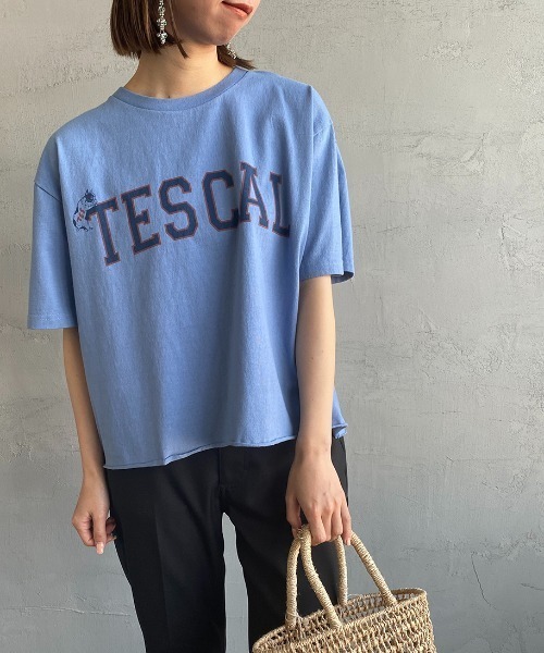 The Endless Summer（エンドレスサマー）の「[THE ENDLESS SUMMER/エンドレスサマー] 別注 カレッジプリント カットオフTシャツ（Tシャツ/カットソー・レディース・サックスブルー/オレンジ/イエロー/ホワイト・S）」の6枚目の写真