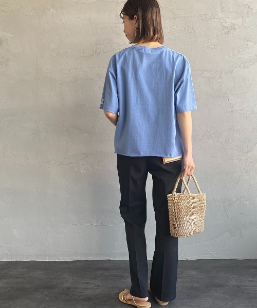 The Endless Summer（エンドレスサマー）の「[THE ENDLESS SUMMER/エンドレスサマー] 別注 カレッジプリント カットオフTシャツ（Tシャツ/カットソー・レディース・サックスブルー/オレンジ/イエロー/ホワイト・S）」の14枚目の写真