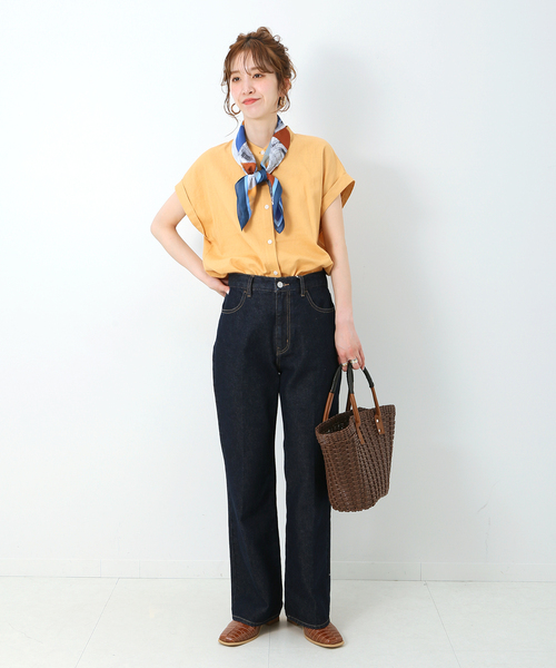 B.C STOCK(ベーセーストック)の「麻レーヨンバンドカラーシャツ(シャツ/ブラウス・レディース・ホワイト/ベージュ/ネイビー/グリーン・FREE)」の9枚目の写真