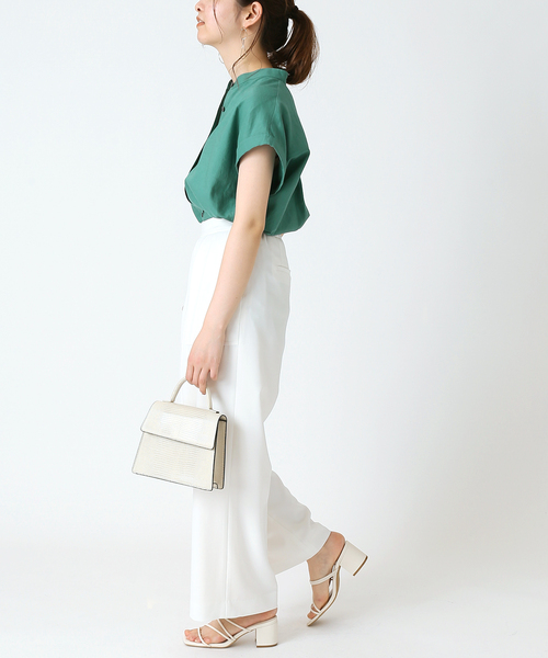 B.C STOCK(ベーセーストック)の「麻レーヨンバンドカラーシャツ(シャツ/ブラウス・レディース・ホワイト/ベージュ/ネイビー/グリーン・FREE)」の15枚目の写真