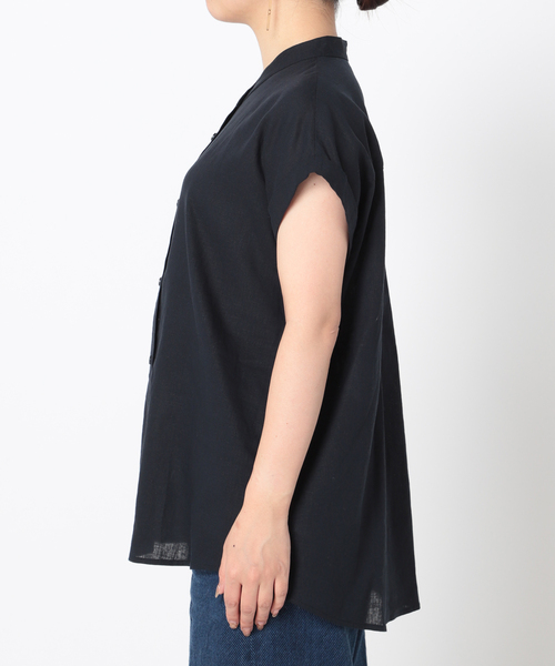 B.C STOCK(ベーセーストック)の「麻レーヨンバンドカラーシャツ(シャツ/ブラウス・レディース・ホワイト/ベージュ/ネイビー/グリーン・FREE)」の22枚目の写真