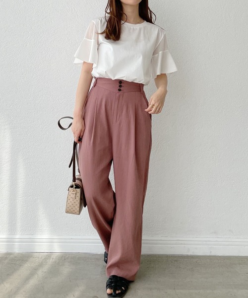 mysty woman(ミスティウーマン)の「シアショルダープルオーバー 277907(Tシャツ/カットソー・レディース・ブラック/オフホワイト/オレンジ/ライトブルー・FREE)」の17枚目の写真