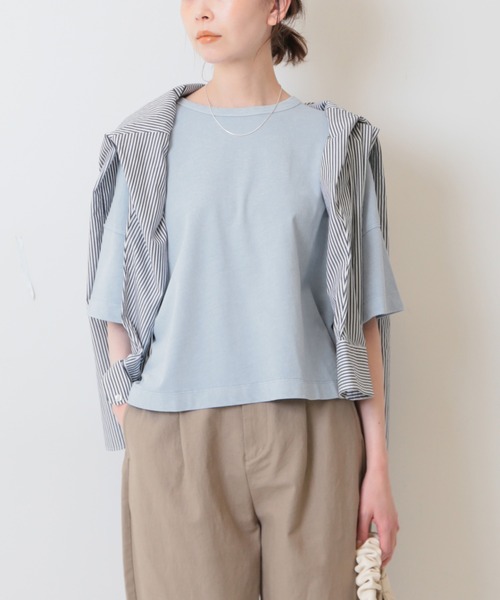 「SLOBE IENA」 長袖カットソー FREE ブルー レディース セール】BD天竺ロングスリーブカットソー◇（Tシャツ/カットソー