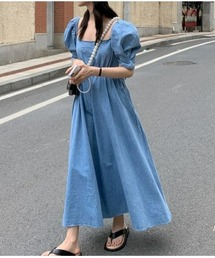 SONA（ソナ）の「SONYUNARA ユニークスクエアネックパフ半袖ロングワンピース（ワンピース・レディース）」