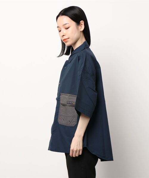 CUBE SUGAR（キューブシュガー）の「CUBE SUGAR/キューブシュガー　タイプライター半袖アウトドアシャツ（シャツ/ブラウス・レディース・カーキ/ベージュ/ネイビー/その他1・FREE）」の6枚目の写真