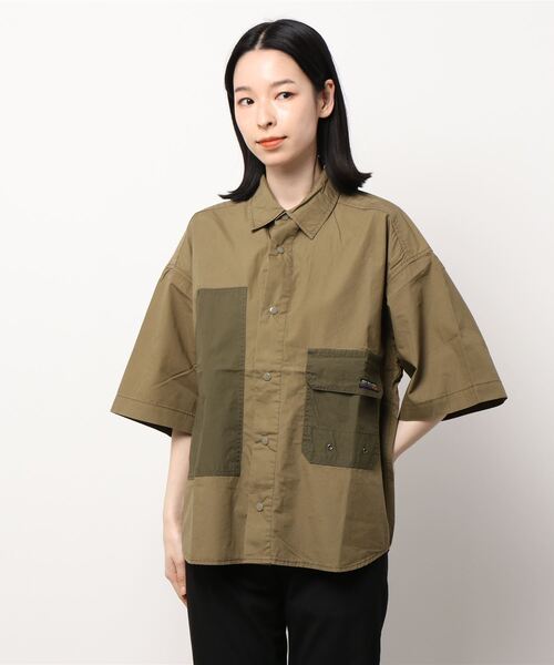 CUBE SUGAR（キューブシュガー）の「CUBE SUGAR/キューブシュガー　タイプライター半袖アウトドアシャツ（シャツ/ブラウス・レディース・カーキ/ベージュ/ネイビー/その他1・FREE）」の18枚目の写真