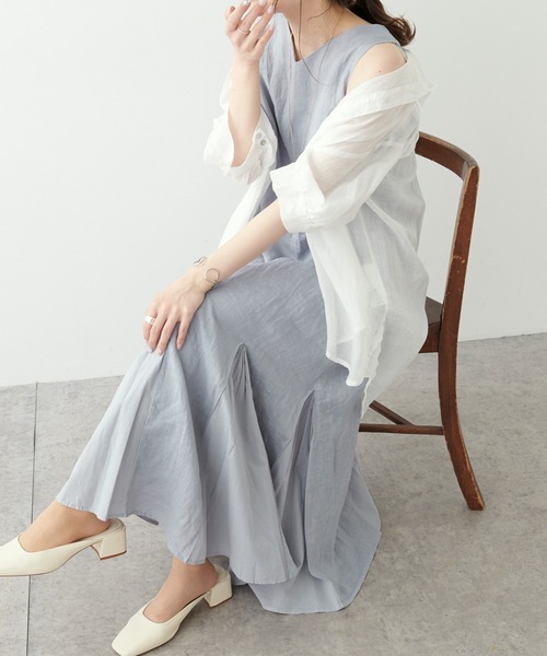 PUAL CE CIN ピュアルセシン　フレンチリネンワンピース pual ce cin ワンピース 「S/Mサイズ展開・WEB限定」フレンチ