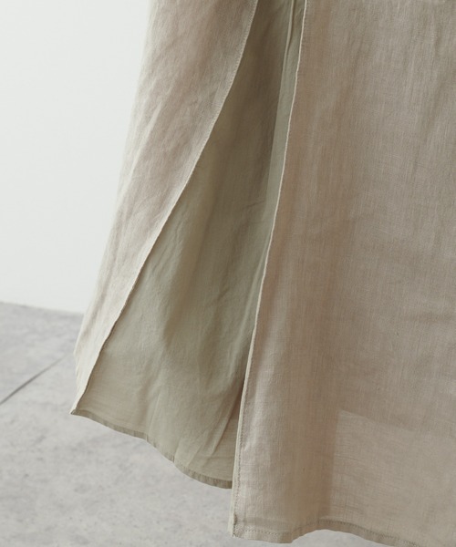 PUAL CE CIN（ピュアルセシン）の「フレンチリネン 製品染ノースリーブフレアワンピース（ワンピース・レディース・ベージュ/ブルー/チャコール・FREE）」の12枚目の写真