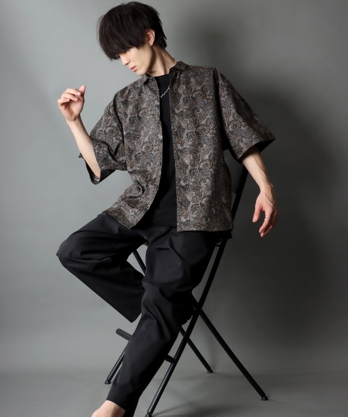 SITRY（シトリー）の「日本製/Oversize Drop shoulder Paisley shirt/オーバーサイズ ドロップショルダー ペイズリー シャツ（シャツ/ブラウス・メンズ・ブラック/マスタード/グレー・M/L）」の9枚目の写真