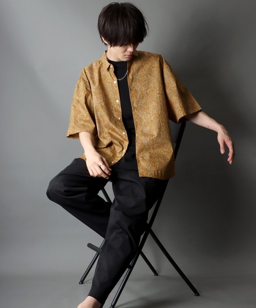 SITRY（シトリー）の「日本製/Oversize Drop shoulder Paisley shirt/オーバーサイズ ドロップショルダー ペイズリー シャツ（シャツ/ブラウス・メンズ・ブラック/マスタード/グレー・M/L）」の12枚目の写真