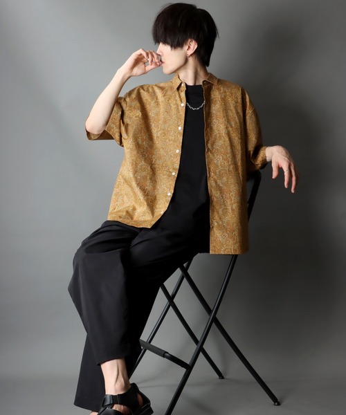 SITRY（シトリー）の「日本製/Oversize Drop shoulder Paisley shirt/オーバーサイズ ドロップショルダー ペイズリー シャツ（シャツ/ブラウス・メンズ・ブラック/マスタード/グレー・M/L）」の13枚目の写真