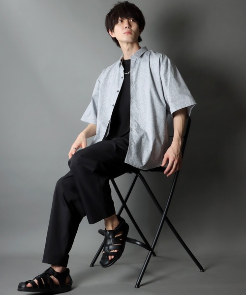SITRY（シトリー）の「日本製/Oversize Drop shoulder Paisley shirt/オーバーサイズ ドロップショルダー ペイズリー シャツ（シャツ/ブラウス・メンズ・ブラック/マスタード/グレー・M/L）」の11枚目の写真