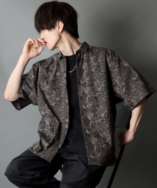 SITRY（シトリー）の「日本製/Oversize Drop shoulder Paisley shirt/オーバーサイズ ドロップショルダー ペイズリー シャツ（シャツ/ブラウス・メンズ・ブラック/マスタード/グレー・M/L）」の8枚目の写真