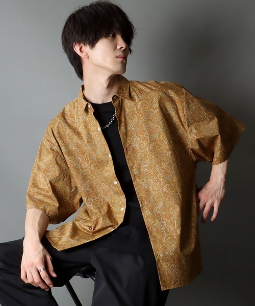 SITRY（シトリー）の「日本製/Oversize Drop shoulder Paisley shirt/オーバーサイズ ドロップショルダー ペイズリー シャツ（シャツ/ブラウス・メンズ・ブラック/マスタード/グレー・M/L）」の5枚目の写真