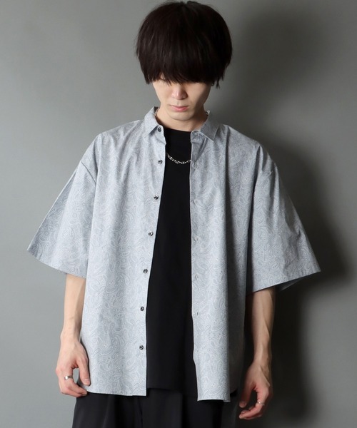 SITRY（シトリー）の「日本製/Oversize Drop shoulder Paisley shirt/オーバーサイズ ドロップショルダー ペイズリー シャツ（シャツ/ブラウス・メンズ・ブラック/マスタード/グレー・M/L）」の6枚目の写真