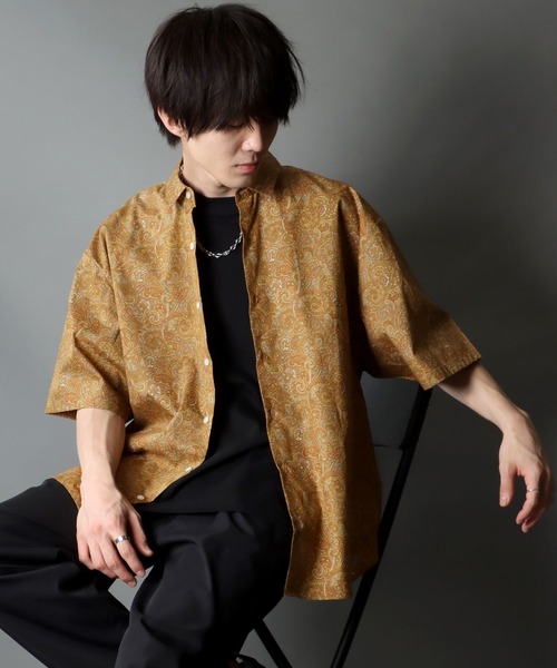 SITRY（シトリー）の「日本製/Oversize Drop shoulder Paisley shirt/オーバーサイズ ドロップショルダー ペイズリー シャツ（シャツ/ブラウス・メンズ・ブラック/マスタード/グレー・M/L）」の18枚目の写真