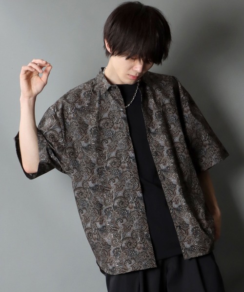 SITRY（シトリー）の「日本製/Oversize Drop shoulder Paisley shirt/オーバーサイズ ドロップショルダー ペイズリー シャツ（シャツ/ブラウス・メンズ・ブラック/マスタード/グレー・M/L）」の20枚目の写真