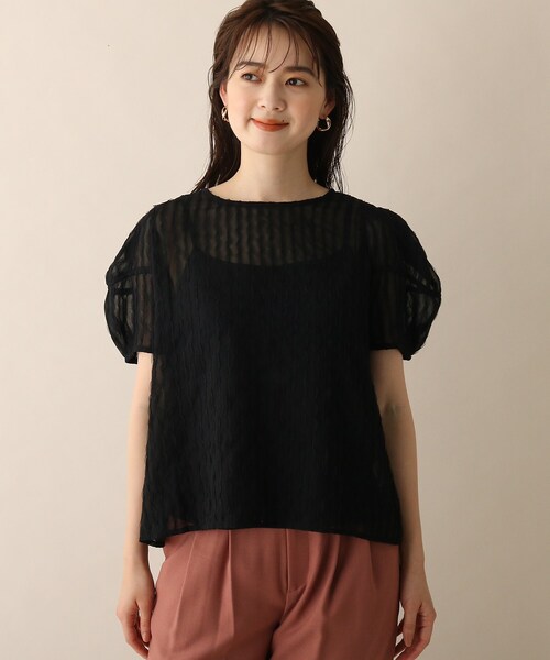 OPAQUE.CLIP（オペークドットクリップ）の「◆バックリボンチュールデザインブラウス（シャツ/ブラウス・レディース・ブラック/オフホワイト・38）」の3枚目の写真