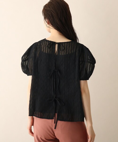 OPAQUE.CLIP（オペークドットクリップ）の「◆バックリボンチュールデザインブラウス（シャツ/ブラウス・レディース・ブラック/オフホワイト・38）」の5枚目の写真