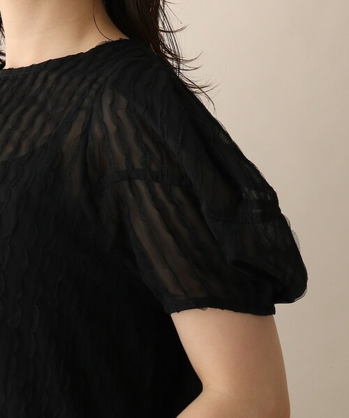 OPAQUE.CLIP（オペークドットクリップ）の「◆バックリボンチュールデザインブラウス（シャツ/ブラウス・レディース・ブラック/オフホワイト・38）」の7枚目の写真
