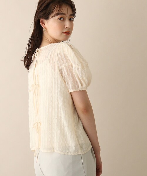 OPAQUE.CLIP（オペークドットクリップ）の「◆バックリボンチュールデザインブラウス（シャツ/ブラウス・レディース・ブラック/オフホワイト・38）」の11枚目の写真