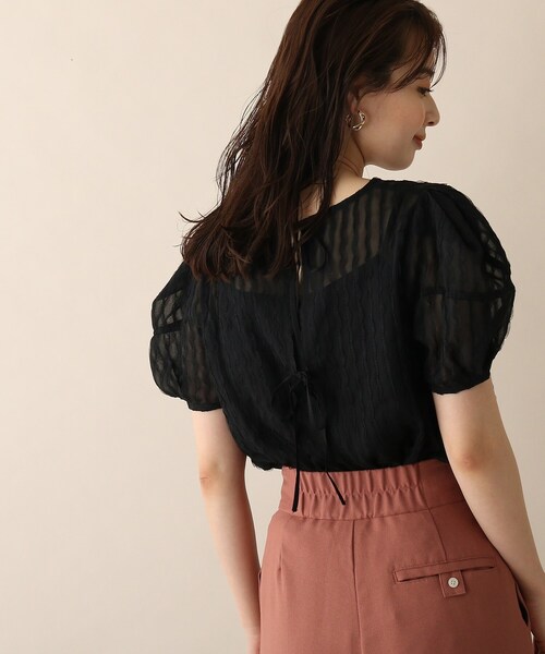 OPAQUE.CLIP（オペークドットクリップ）の「◆バックリボンチュールデザインブラウス（シャツ/ブラウス・レディース・ブラック/オフホワイト・38）」の16枚目の写真