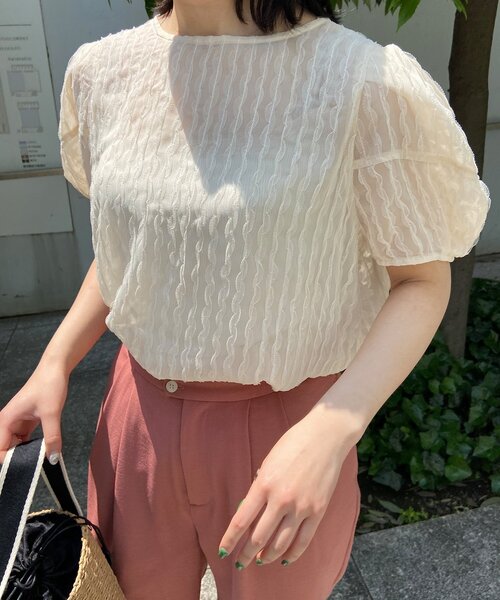OPAQUE.CLIP（オペークドットクリップ）の「◆バックリボンチュールデザインブラウス（シャツ/ブラウス・レディース・ブラック/オフホワイト・38）」の22枚目の写真