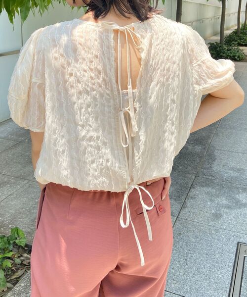 OPAQUE.CLIP（オペークドットクリップ）の「◆バックリボンチュールデザインブラウス（シャツ/ブラウス・レディース・ブラック/オフホワイト・38）」の21枚目の写真