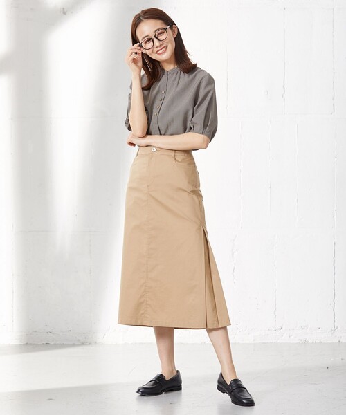 J.PRESS Ladies（J.プレス レディス）の「【洗える】Vanyストレッチツイル スカート（スカート・レディース・黄土色系/カーキ系・S/XS/XXS）」の3枚目の写真