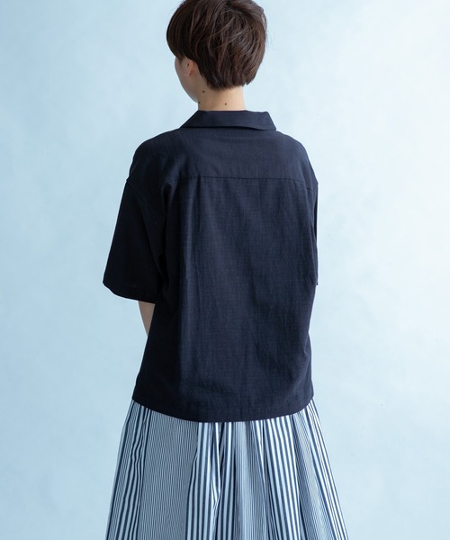 FORK&SPOON（フォークアンドスプーン）の「FORK&SPOON　オープンカラーシャツ（シャツ/ブラウス・レディース・ネイビー/オフホワイト/ブルー系その他・1）」の6枚目の写真