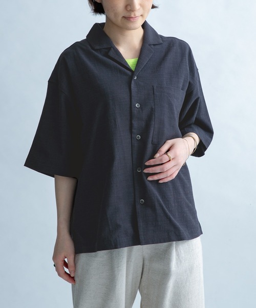 FORK&SPOON（フォークアンドスプーン）の「FORK&SPOON　オープンカラーシャツ（シャツ/ブラウス・レディース・ネイビー/オフホワイト/ブルー系その他・1）」の7枚目の写真