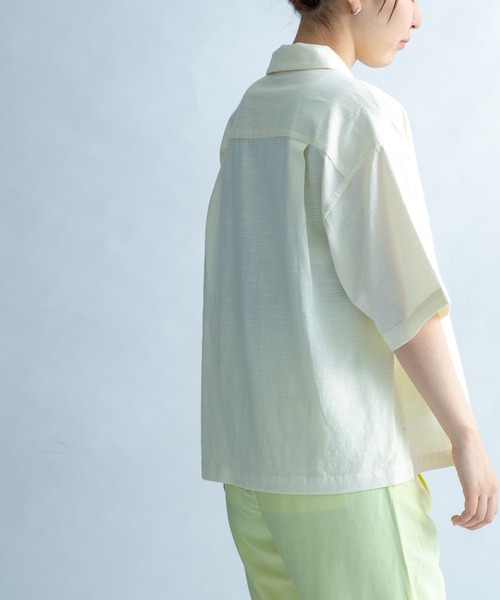 FORK&SPOON（フォークアンドスプーン）の「FORK&SPOON　オープンカラーシャツ（シャツ/ブラウス・レディース・ネイビー/オフホワイト/ブルー系その他・1）」の4枚目の写真