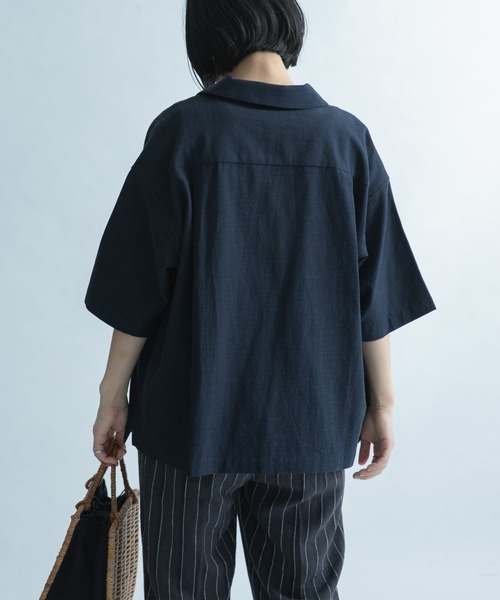 FORK&SPOON（フォークアンドスプーン）の「FORK&SPOON　オープンカラーシャツ（シャツ/ブラウス・レディース・ネイビー/オフホワイト/ブルー系その他・1）」の8枚目の写真