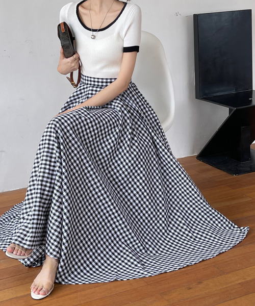 emi+（エミプラス）の「ギンガムチェックフレアスカート（スカート