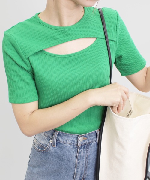 MLI'A(エムリア)の「レイヤードデザイン半袖トップス(Tシャツ/カットソー・レディース・ブラック/オフホワイト/ピンク/グリーン・M)」の3枚目の写真