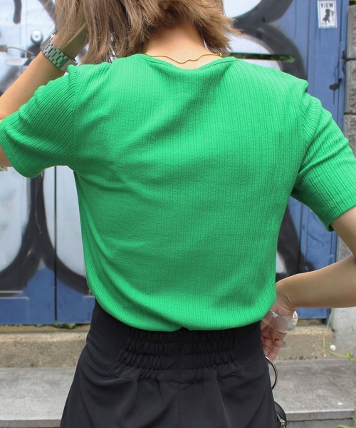 MLI'A(エムリア)の「レイヤードデザイン半袖トップス(Tシャツ/カットソー・レディース・ブラック/オフホワイト/ピンク/グリーン・M)」の20枚目の写真