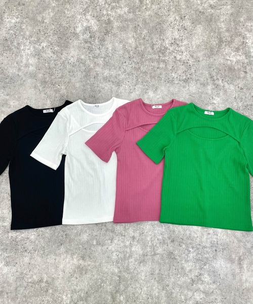 MLI'A(エムリア)の「レイヤードデザイン半袖トップス(Tシャツ/カットソー・レディース・ブラック/オフホワイト/ピンク/グリーン・M)」の22枚目の写真